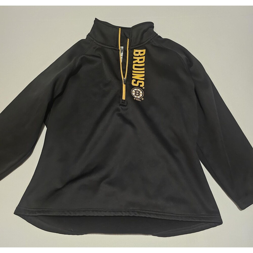 Boston Bruins NHL Youth M 8/10 Quarter Zip Pullover Black Hockey Jacket